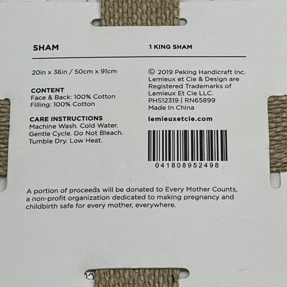 Lemieux Et Cie Mondoro Pillow Sham Standard White Stitched Clean Neutral Classic